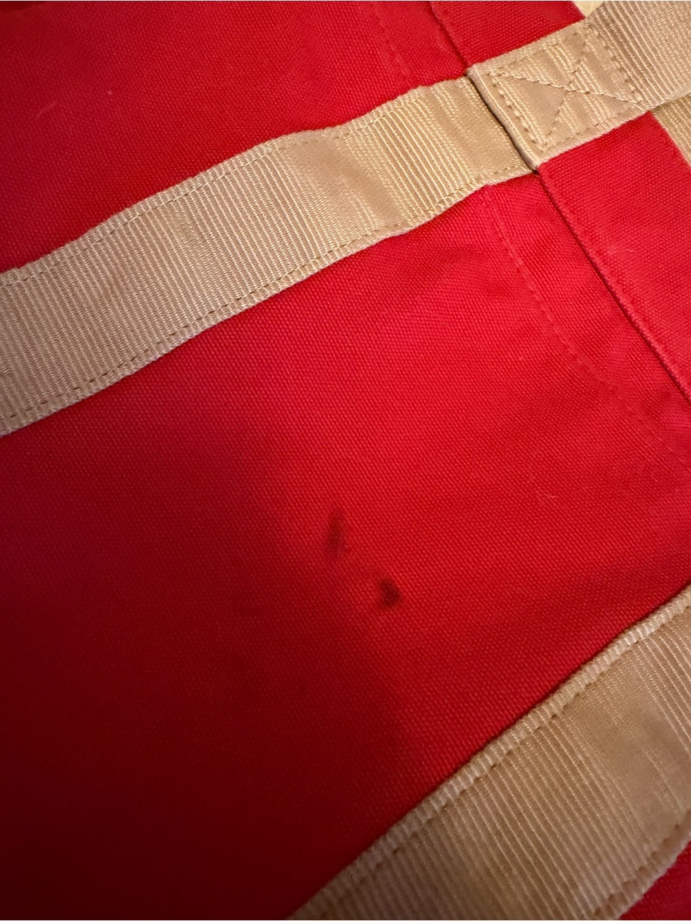 Dooney & Bourke Red Canvas Tote with Tan Straps - Picture 3 of 5